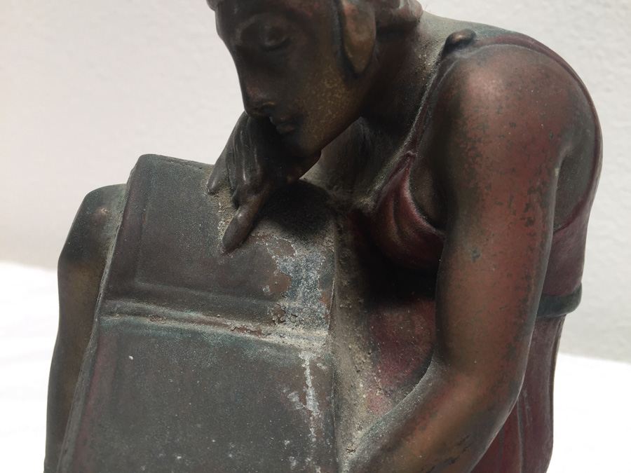 Vintage Metal Statue Of Man Reading [Photo 4]
