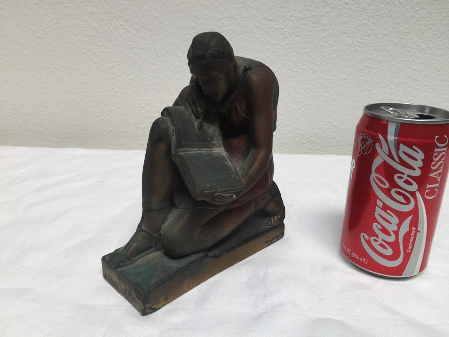 Vintage Metal Statue Of Man Reading [Photo 1]