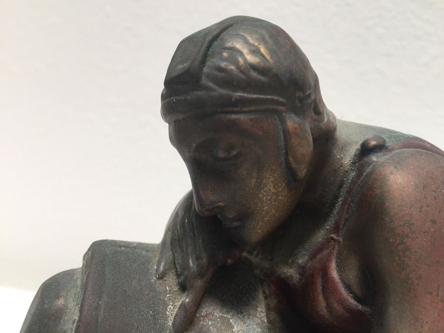 Vintage Metal Statue Of Man Reading [Photo 3]