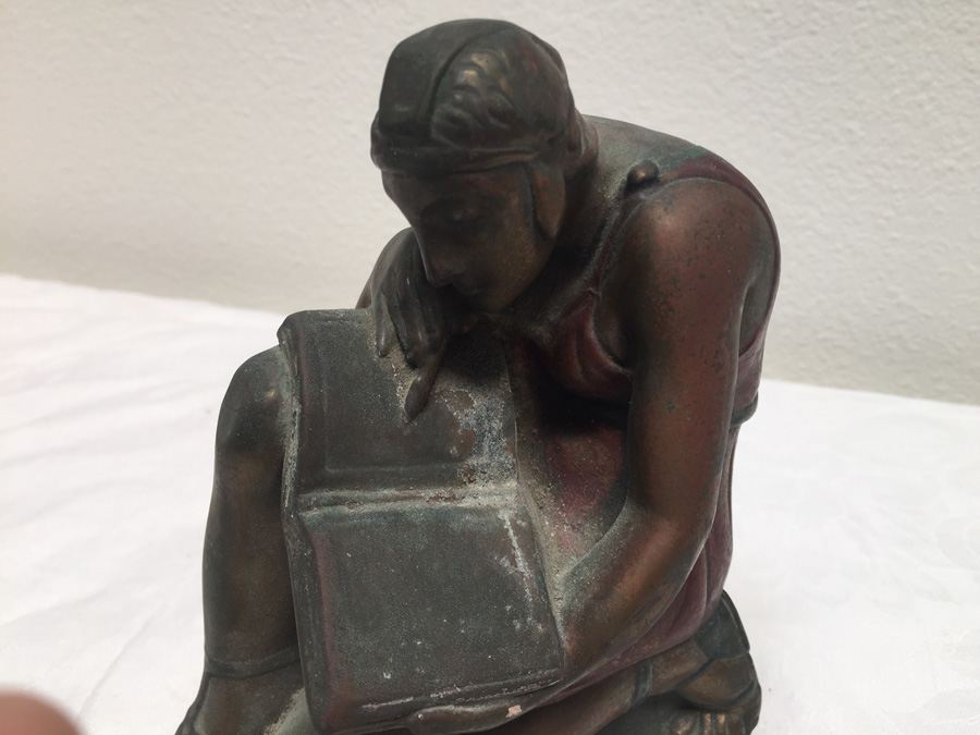 Vintage Metal Statue Of Man Reading [Photo 9]