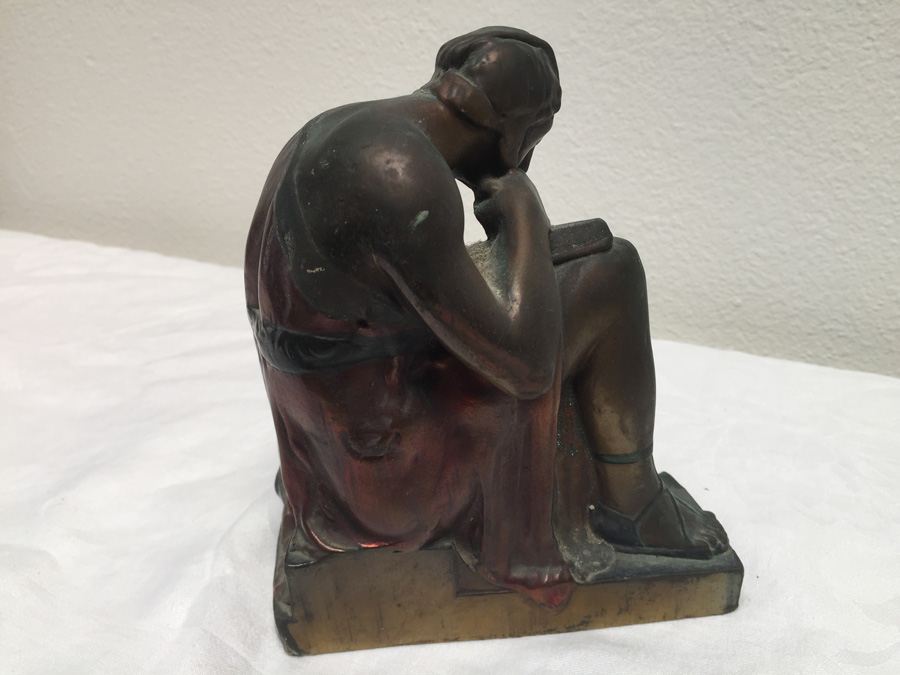Vintage Metal Statue Of Man Reading [Photo 7]