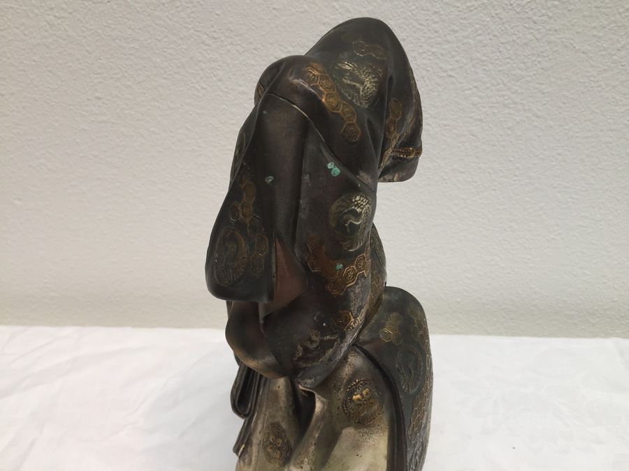 Large Signed Metal (Brass) Japanese Statue [Photo 11]