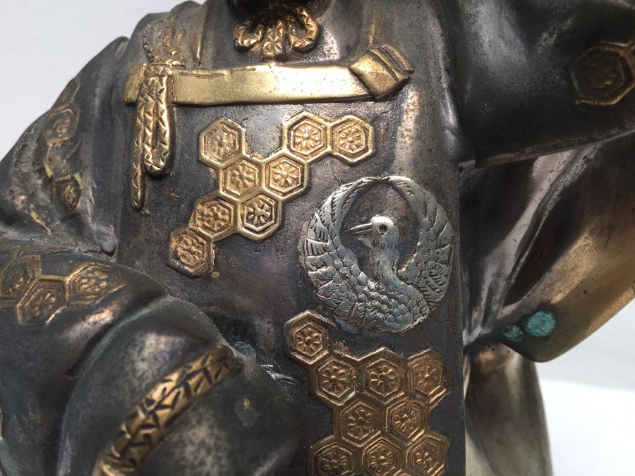 Large Signed Metal (Brass) Japanese Statue [Photo 6]