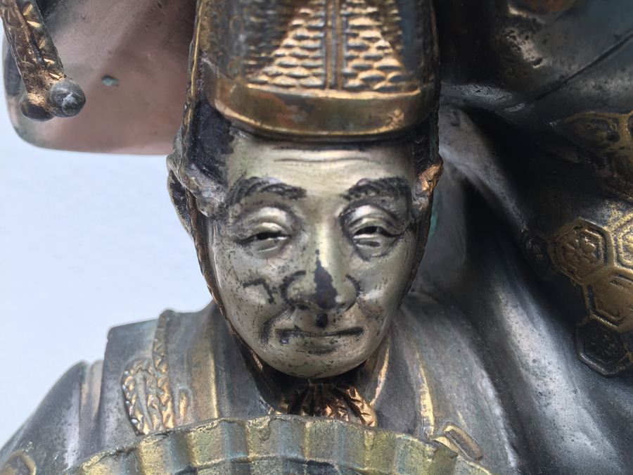 Large Signed Metal (Brass) Japanese Statue [Photo 3]