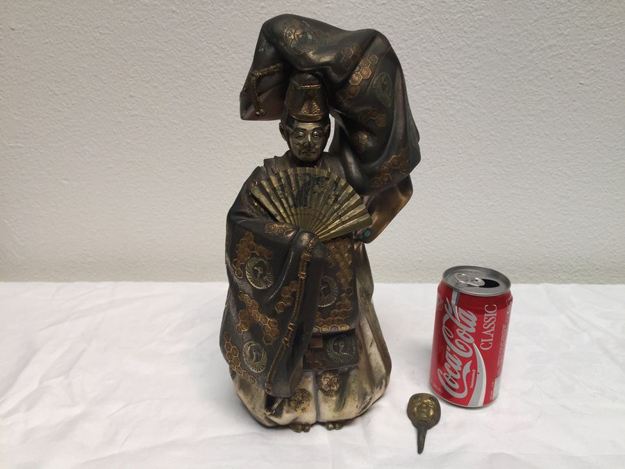 Large Signed Metal (Brass) Japanese Statue [Photo 1]