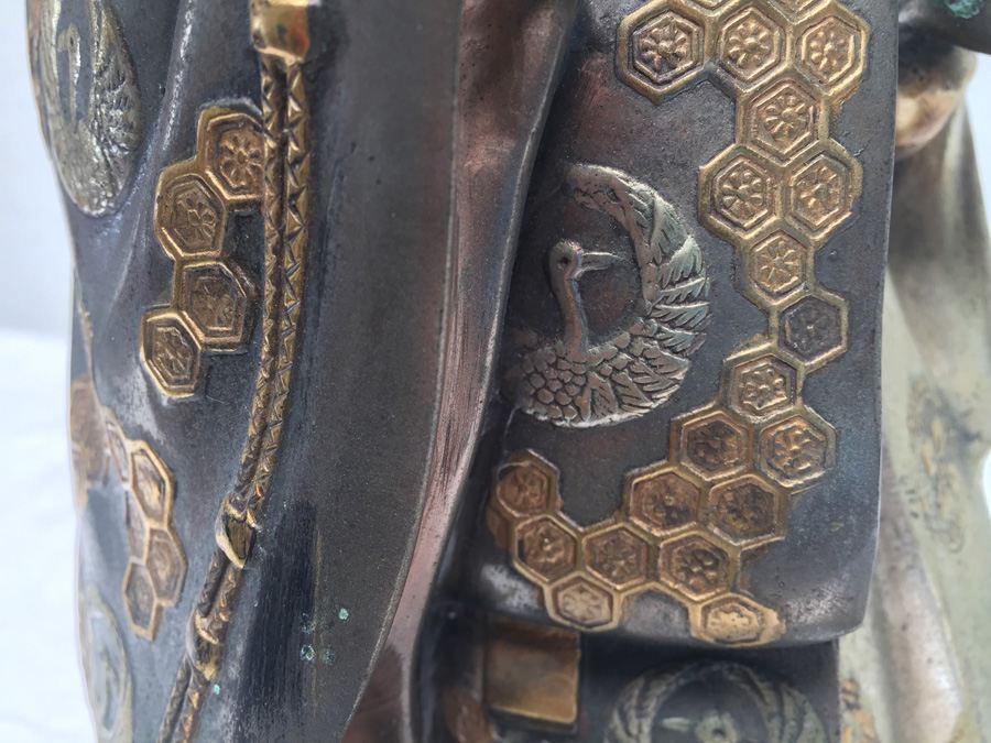 Large Signed Metal (Brass) Japanese Statue [Photo 8]