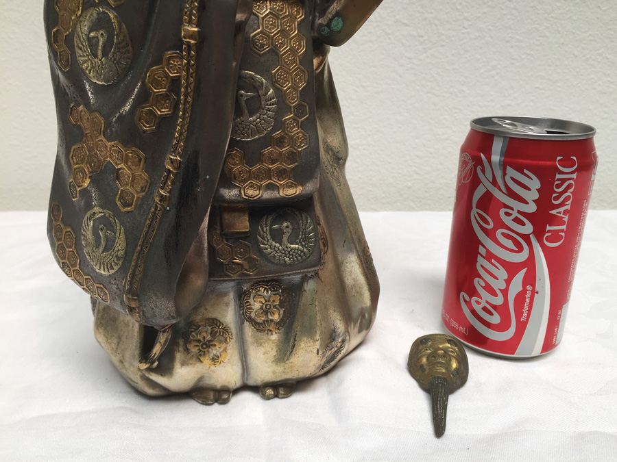 Large Signed Metal (Brass) Japanese Statue [Photo 2]