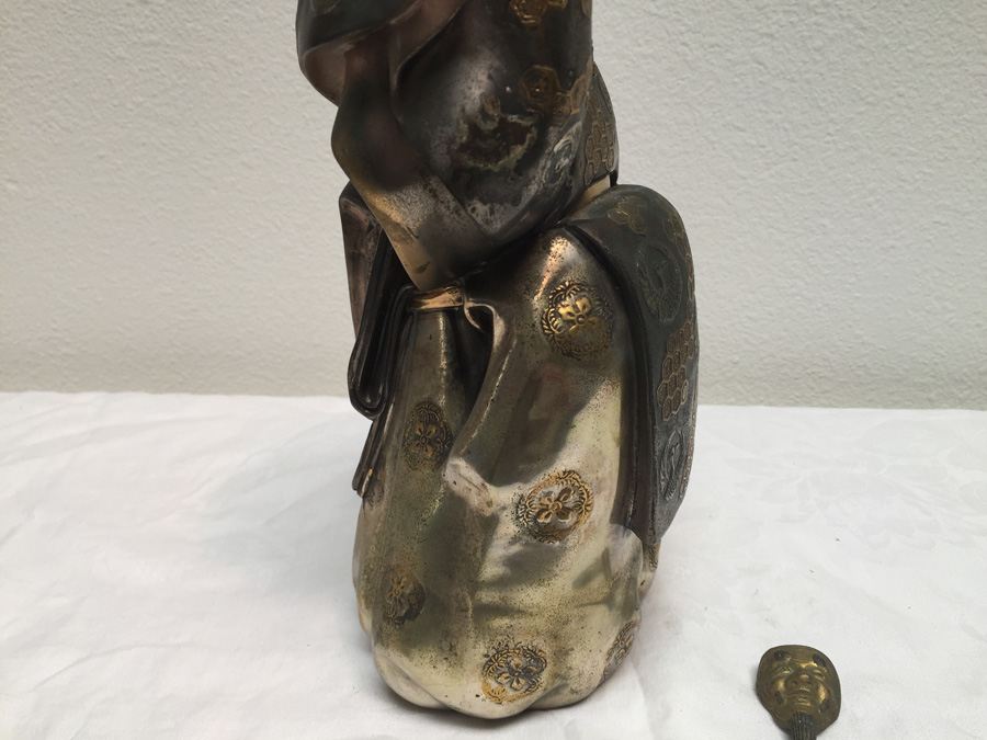 Large Signed Metal (Brass) Japanese Statue [Photo 10]