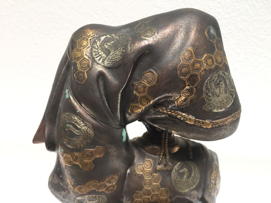 Large Signed Metal (Brass) Japanese Statue [Photo 12]