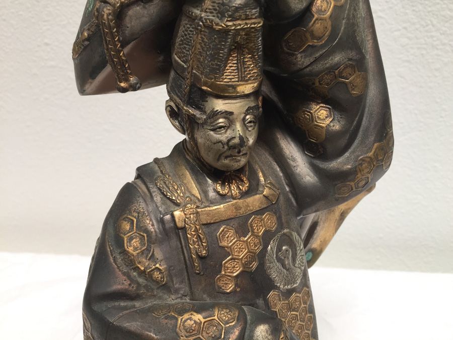 Large Signed Metal (Brass) Japanese Statue [Photo 17]