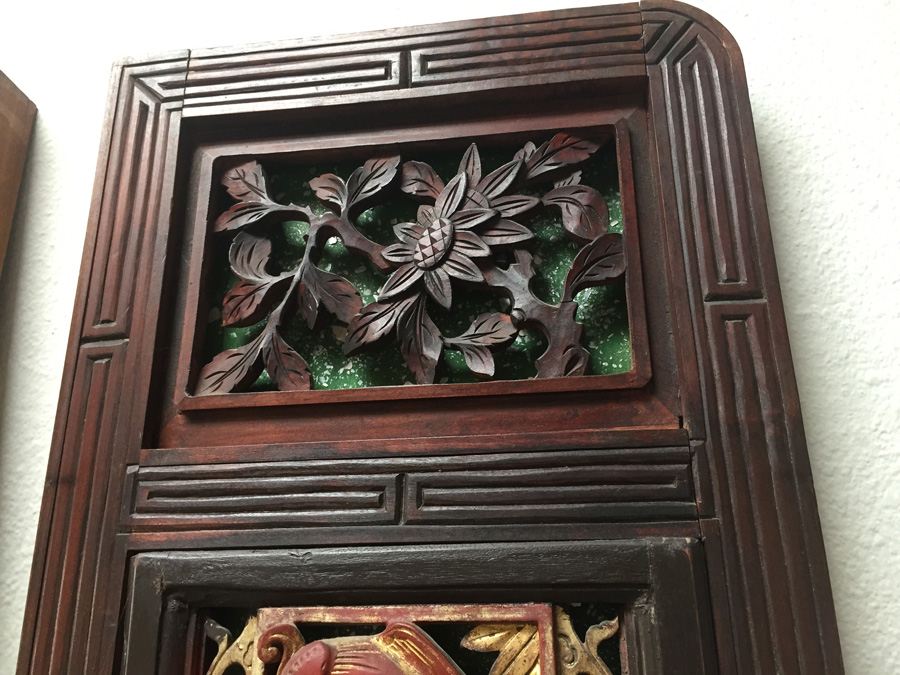 Pair Of Stunning Wood Carved Panels From Asian Temple [Photo 3]