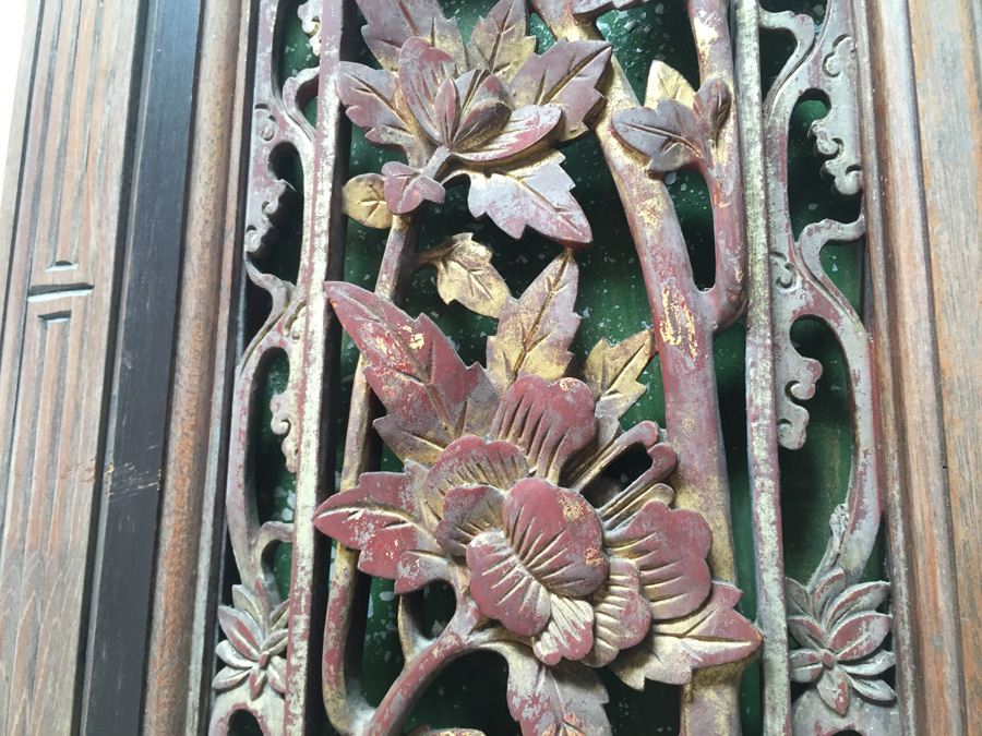 Pair Of Stunning Wood Carved Panels From Asian Temple [Photo 11]
