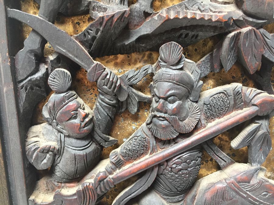 Pair Of Stunning Wood Carved Asian Panels With Detailed Warrior Scenes [Photo 19]