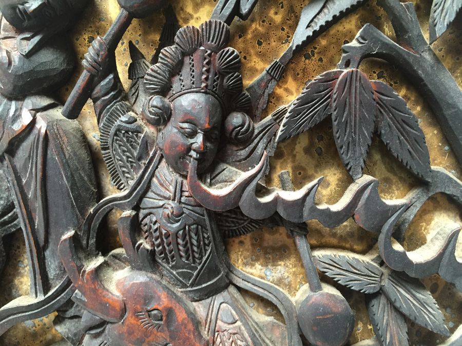 Pair Of Stunning Wood Carved Asian Panels With Detailed Warrior Scenes [Photo 6]