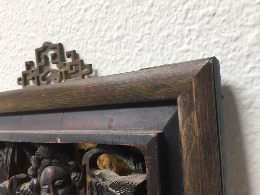 Pair Of Stunning Wood Carved Asian Panels With Detailed Warrior Scenes [Photo 31]