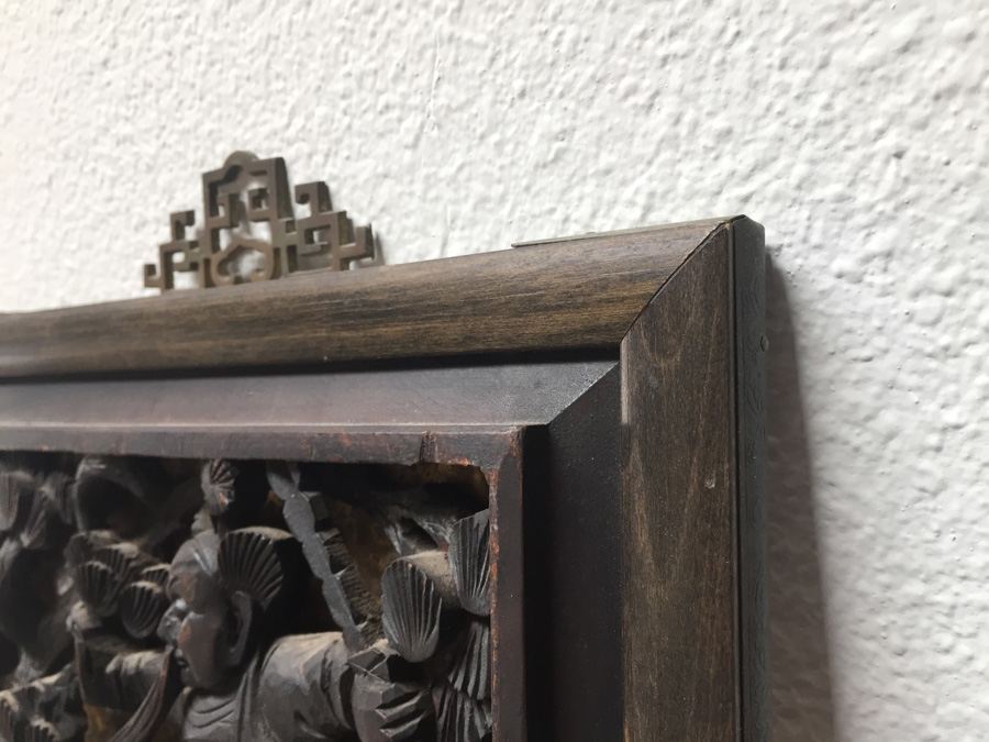 Pair Of Stunning Wood Carved Asian Panels With Detailed Warrior Scenes [Photo 30]