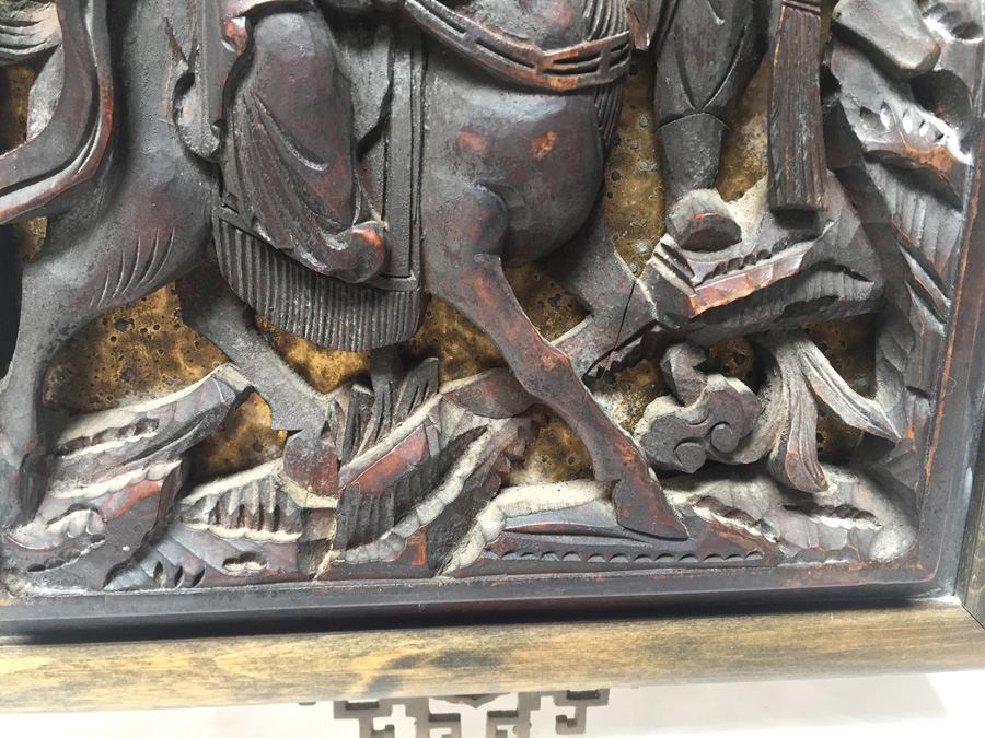 Pair Of Stunning Wood Carved Asian Panels With Detailed Warrior Scenes [Photo 24]