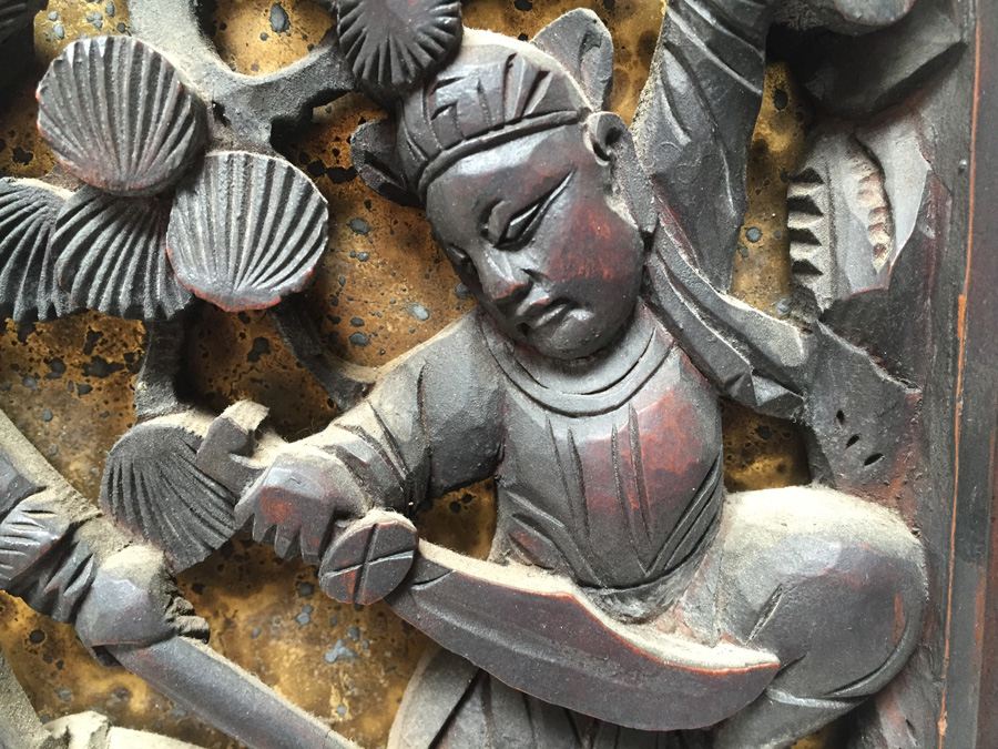 Pair Of Stunning Wood Carved Asian Panels With Detailed Warrior Scenes [Photo 17]