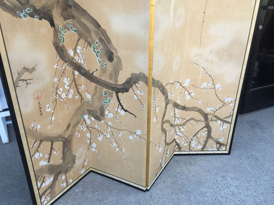 4-Panel Hand Painted Asian Screen [Photo 7]
