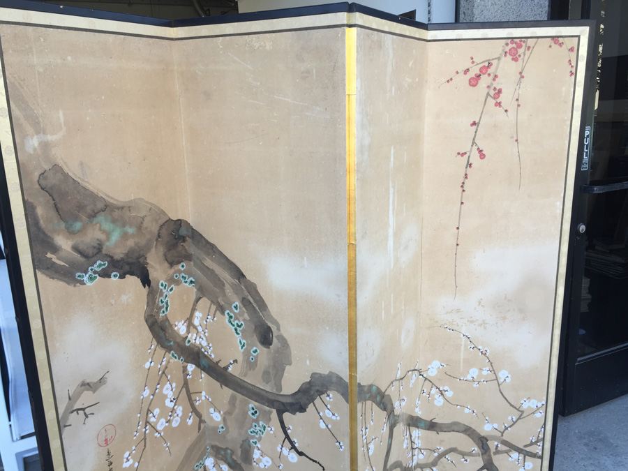 4-Panel Hand Painted Asian Screen [Photo 8]