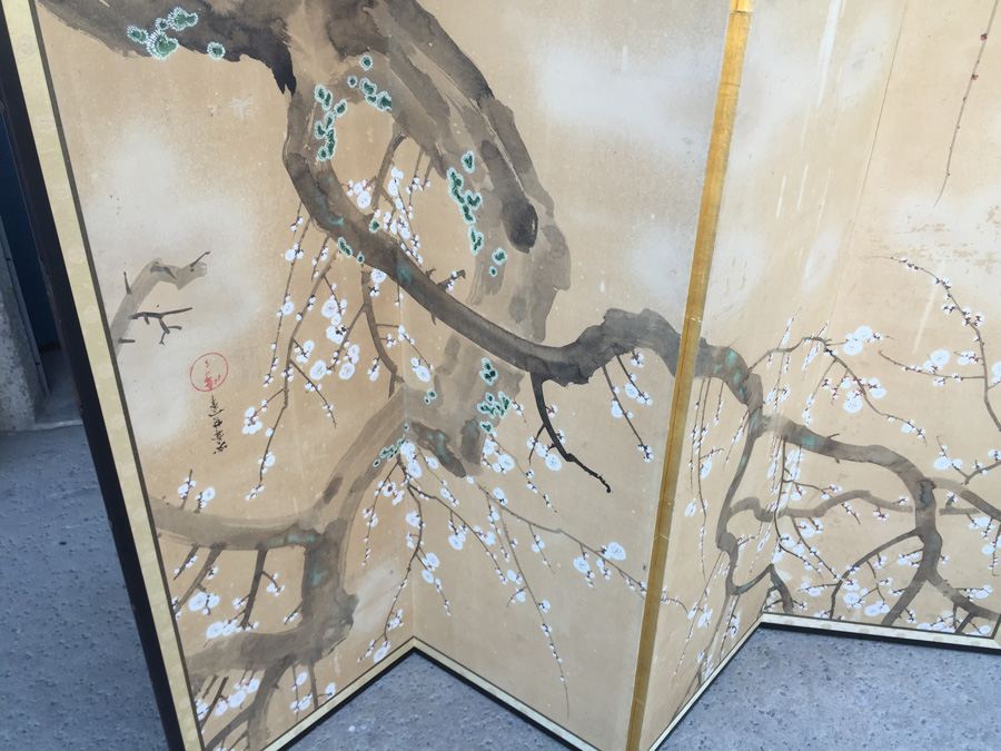 4-Panel Hand Painted Asian Screen [Photo 3]