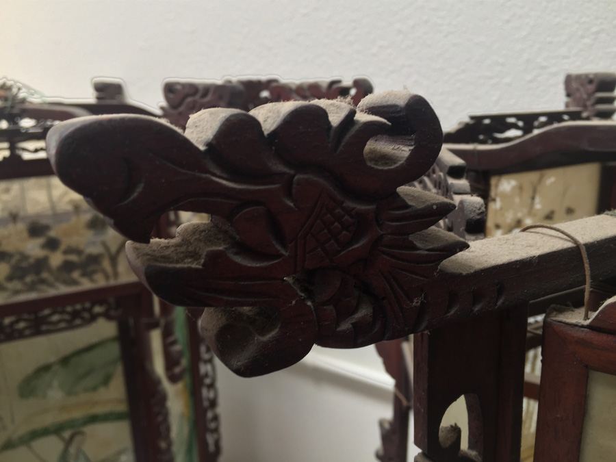 Large Asian Indoor/Outdoor Wood & Glass Light Fixtures [Photo 4]