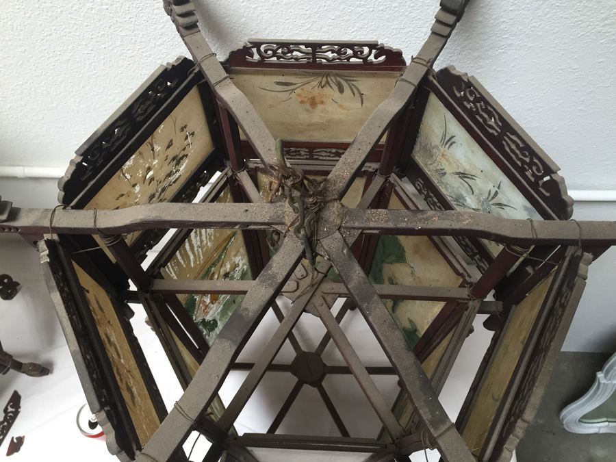 Large Asian Indoor/Outdoor Wood & Glass Light Fixtures [Photo 10]