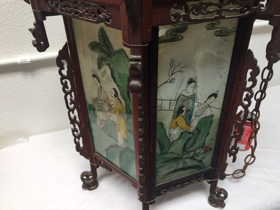 Large Asian Indoor/Outdoor Wood & Glass Light Fixtures [Photo 24]