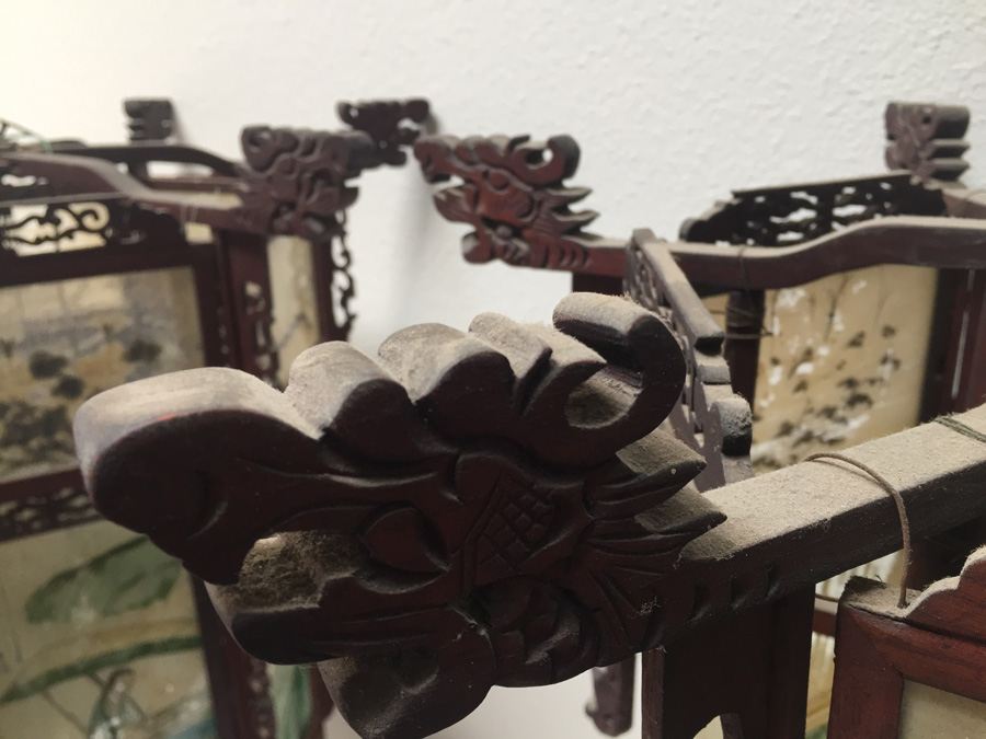 Large Asian Indoor/Outdoor Wood & Glass Light Fixtures [Photo 5]