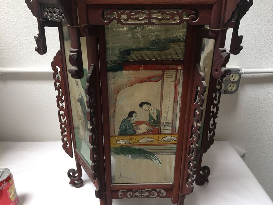 Large Asian Indoor/Outdoor Wood & Glass Light Fixtures [Photo 7]