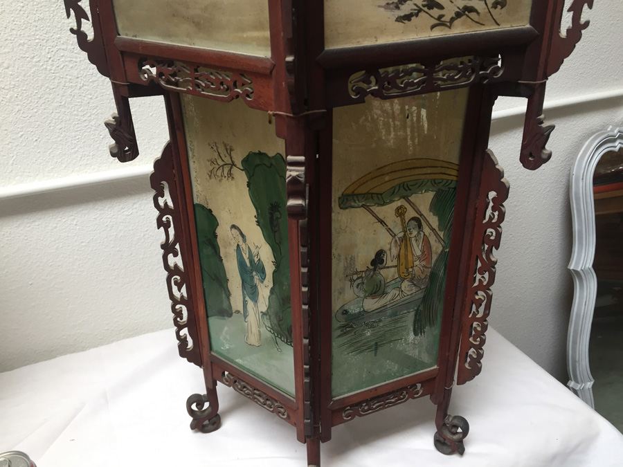 Large Asian Indoor/Outdoor Wood & Glass Light Fixtures [Photo 17]