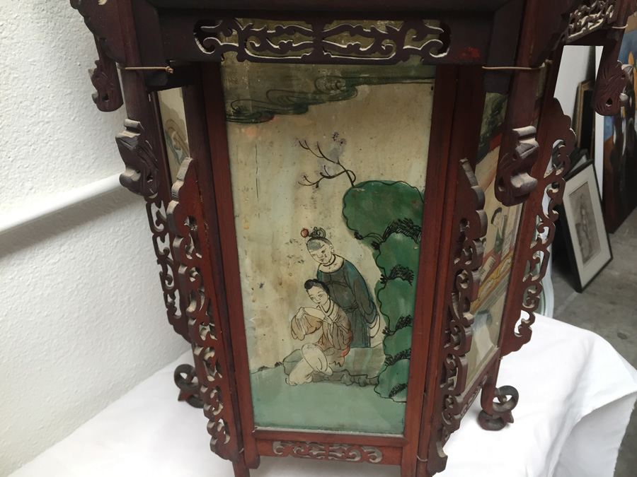 Large Asian Indoor/Outdoor Wood & Glass Light Fixtures [Photo 9]