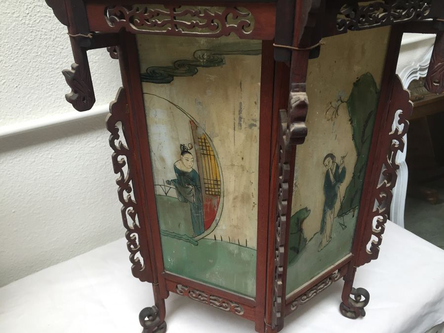 Large Asian Indoor/Outdoor Wood & Glass Light Fixtures [Photo 14]