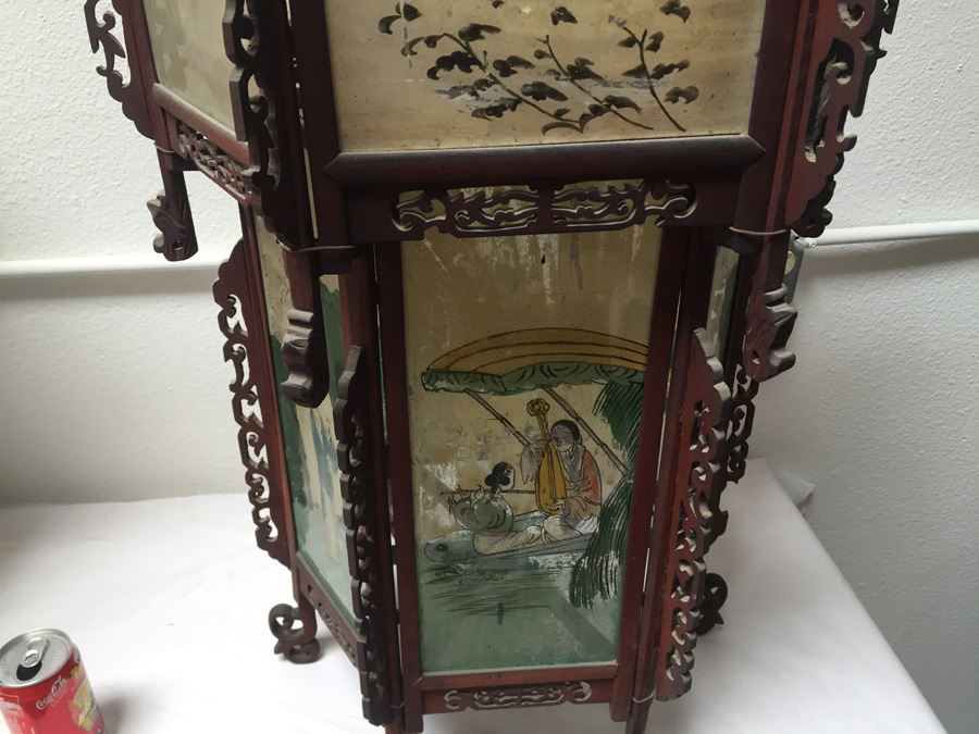 Large Asian Indoor/Outdoor Wood & Glass Light Fixtures [Photo 11]