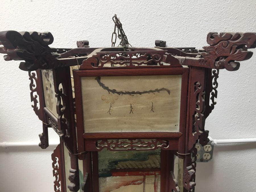 Large Asian Indoor/Outdoor Wood & Glass Light Fixtures [Photo 6]