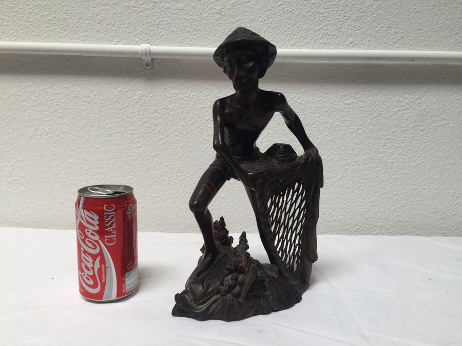 Carved Wooden Statue Of Asian Fisherman [Photo 1]