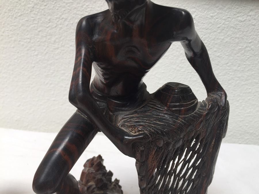 Carved Wooden Statue Of Asian Fisherman [Photo 5]