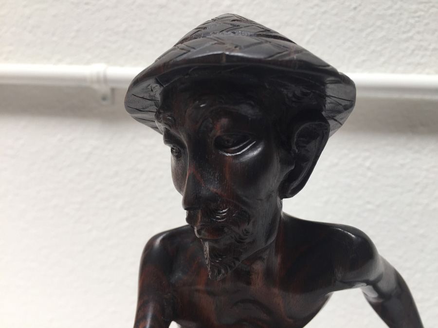 Carved Wooden Statue Of Asian Fisherman [Photo 4]