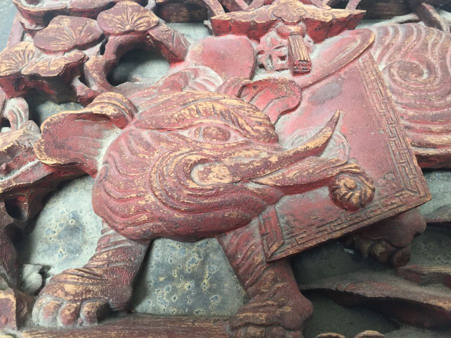 Wooden Box With Old China Temple Wood Carving [Photo 5]