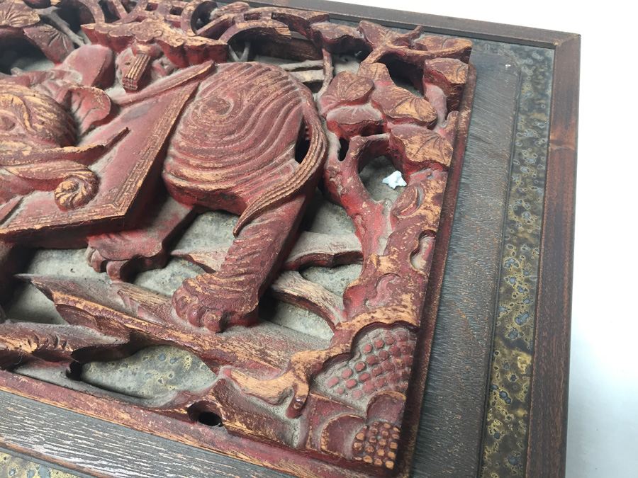 Wooden Box With Old China Temple Wood Carving [Photo 8]