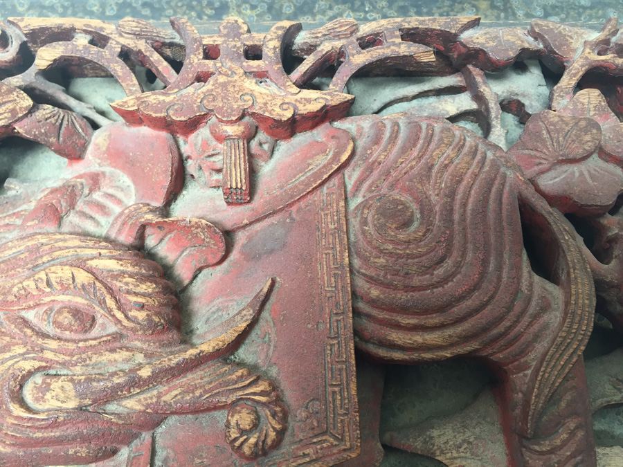 Wooden Box With Old China Temple Wood Carving [Photo 10]