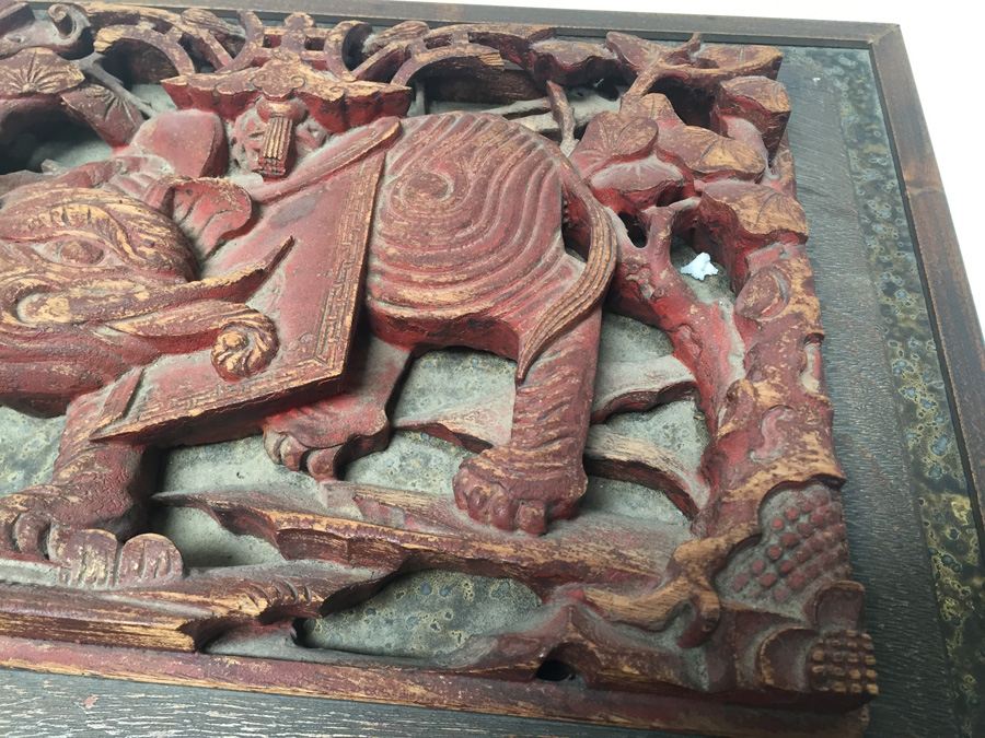 Wooden Box With Old China Temple Wood Carving [Photo 3]