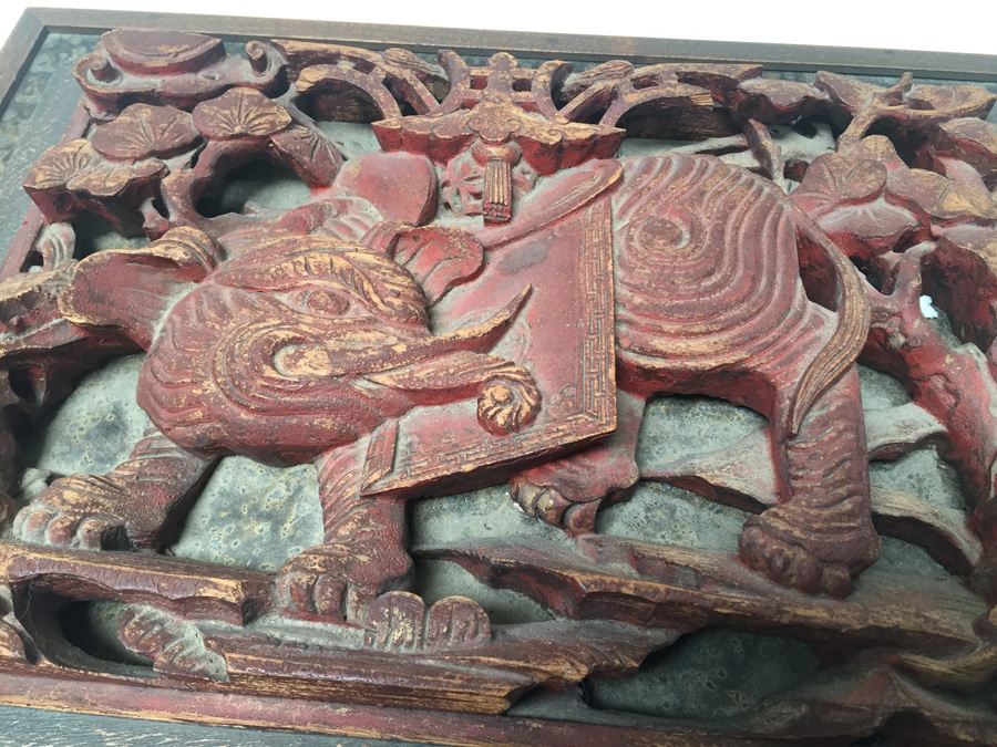 Wooden Box With Old China Temple Wood Carving [Photo 2]