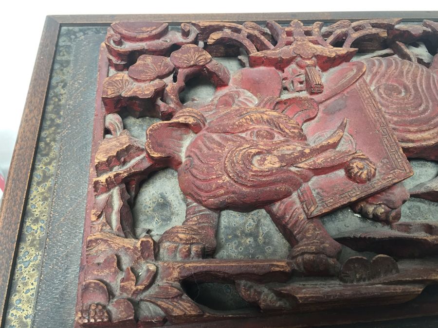 Wooden Box With Old China Temple Wood Carving [Photo 6]