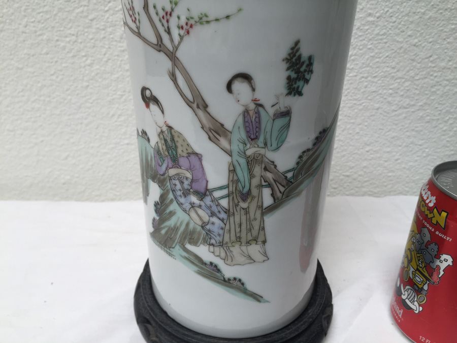 Pair Of Asian Signed Vases - One Vase Has A Crack [Photo 4]
