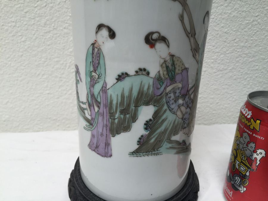 Pair Of Asian Signed Vases - One Vase Has A Crack [Photo 3]