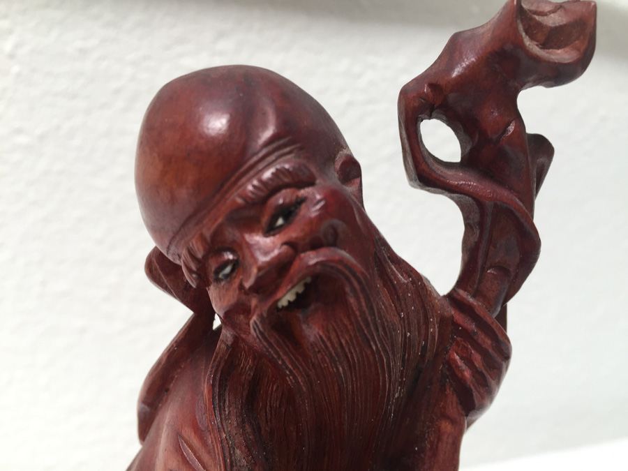Vintage Carved Chinese Wooden Statue [Photo 2]