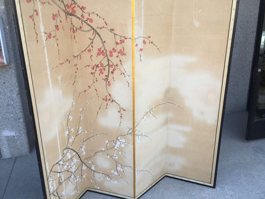 4-Panel Hand Painted Asian Screen [Photo 4]