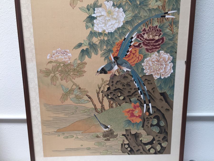 Vintage Asian Signed Artwork With Birds [Photo 2]