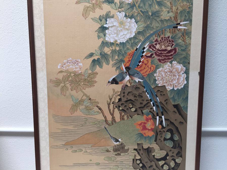 Vintage Asian Signed Artwork With Birds